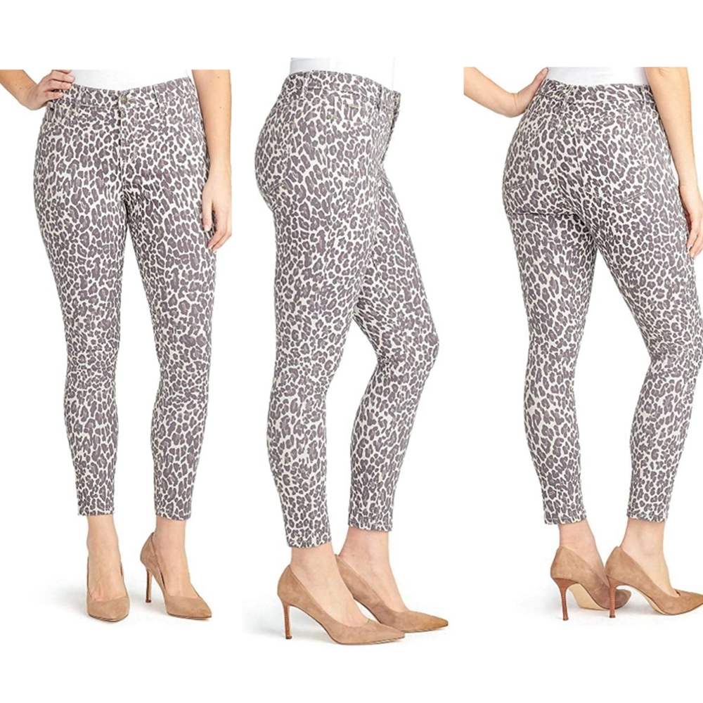 Nine West Leopard Print Gramercy Ankle Jeans